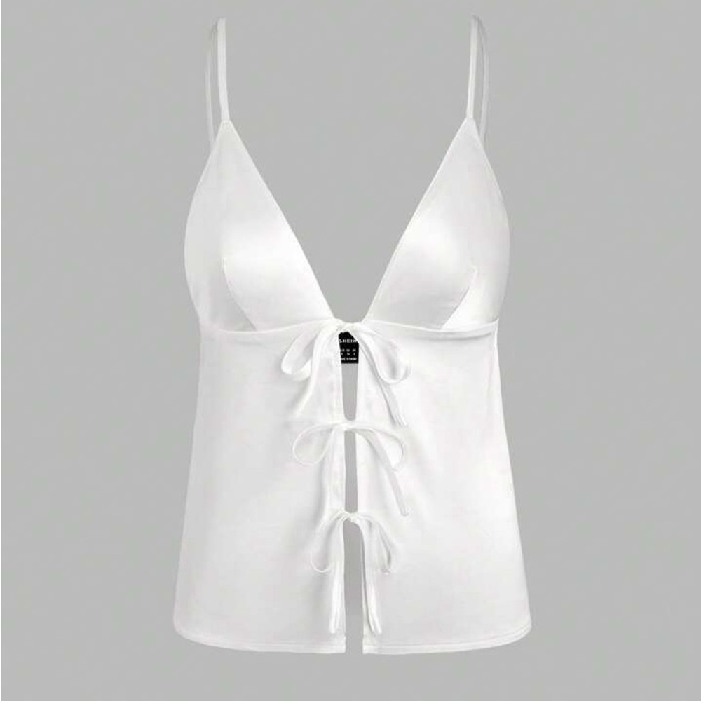 SHEIN White Tie-Front Tank Top
